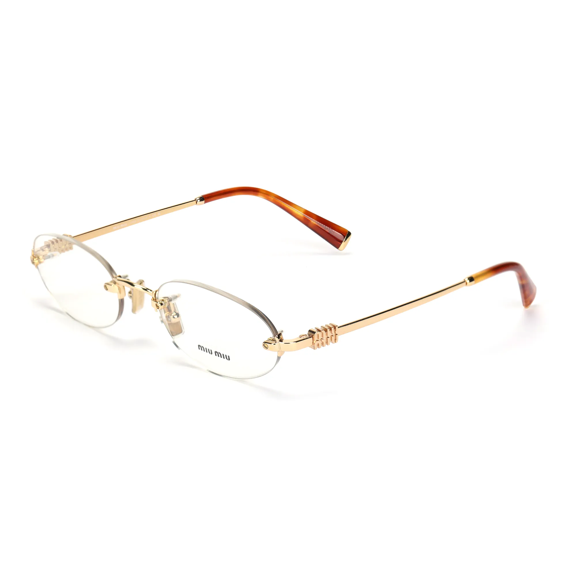 MIU MIU Alloy Oval Eyeglass Frames Women's Gold