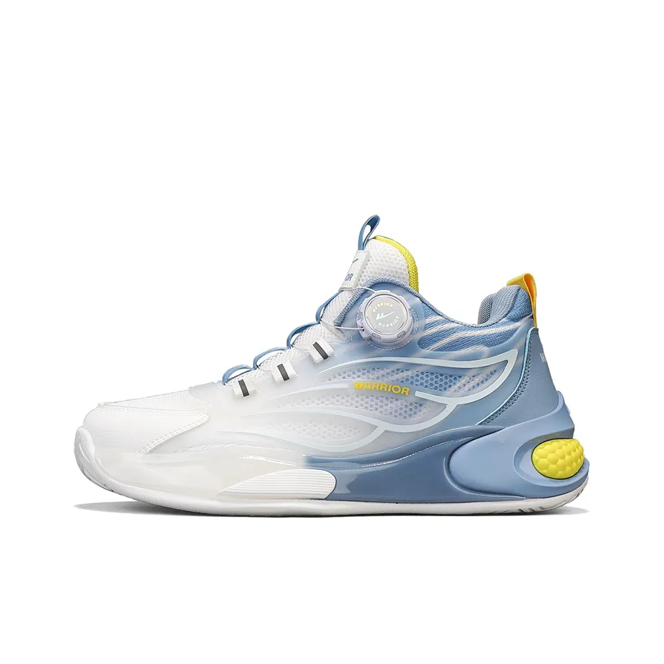 Warrior Аbrasion Resistant Покрытие Увеличение Высоты MID Топ Баскетбольные кроссовки Мужской Белый синий серый