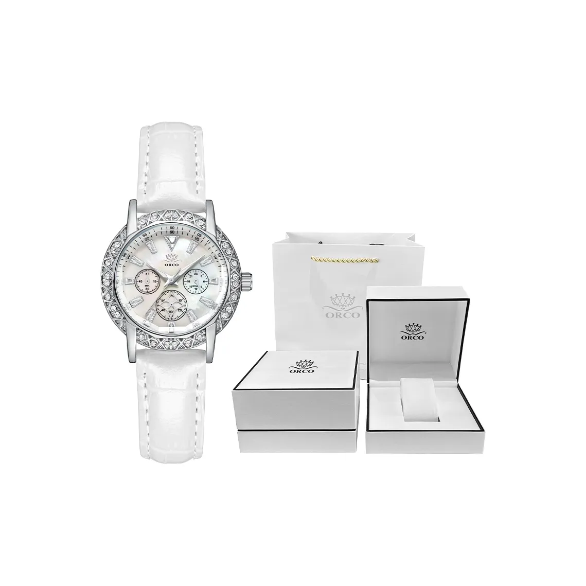 ORCO Кварцевый механизм Часы Женские Белый циферблат
