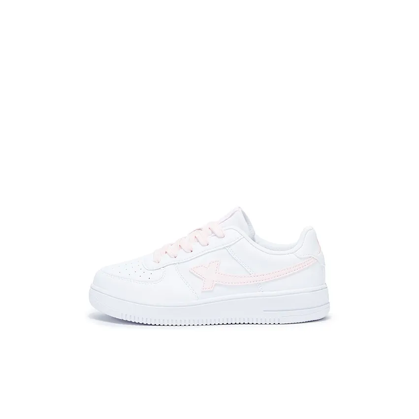 XTEP Air Force 1 Износостойкий Дышащий Противоскользящий Низкий Топ Детские Скейтбординги Белый Розовый Подростки