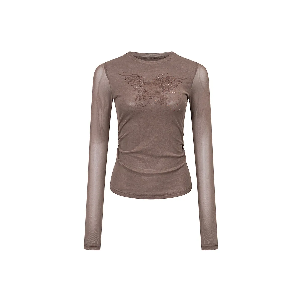 Ariseism Стандартный Дизайн Sensitive Прозрачный Сетка Длинный Рукав Т-Рубашка Для Женщин AUTUMN Горячая Девушка Облегающий крой Топ Женские