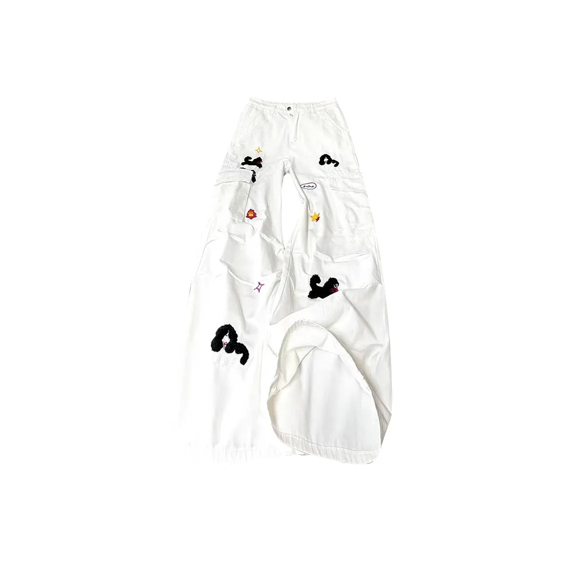 SIL VITIN Белый с вышивкой унисекс джинсы