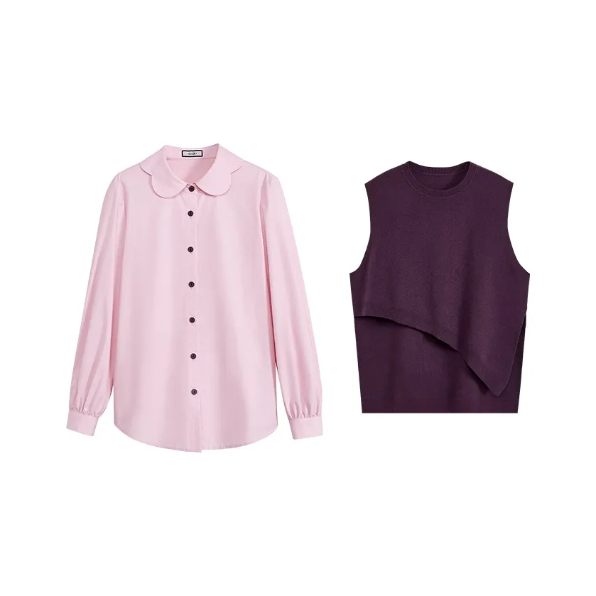 KUOSE Розовый + Темно-фиолетовый Женские Повседневные Костюмы