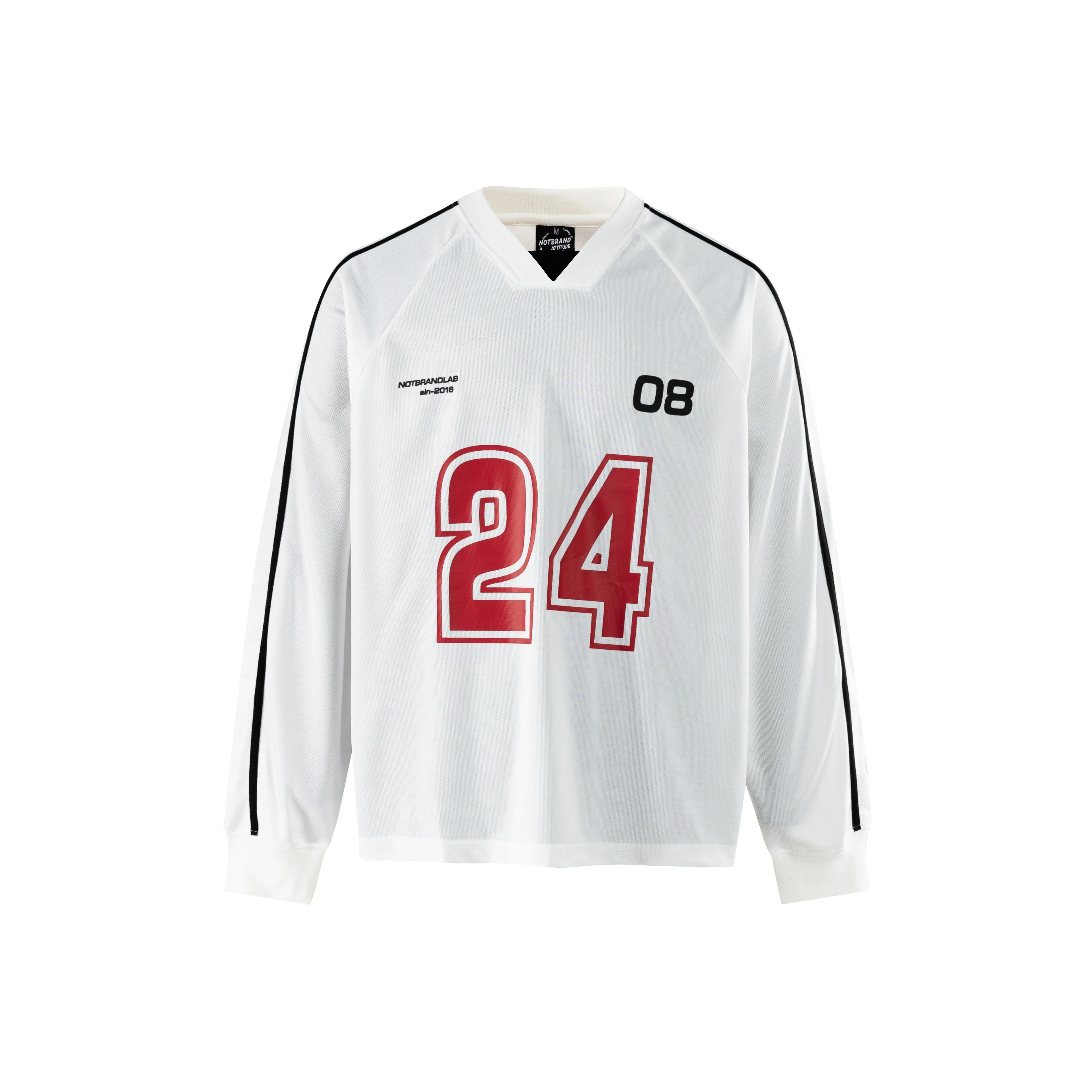 NOT BRAND ATTITUDE Свободный крой Реглан с V-образным вырезом двухкомпонентный спортивный стиль дизайн длинный рукав футболка унисекс