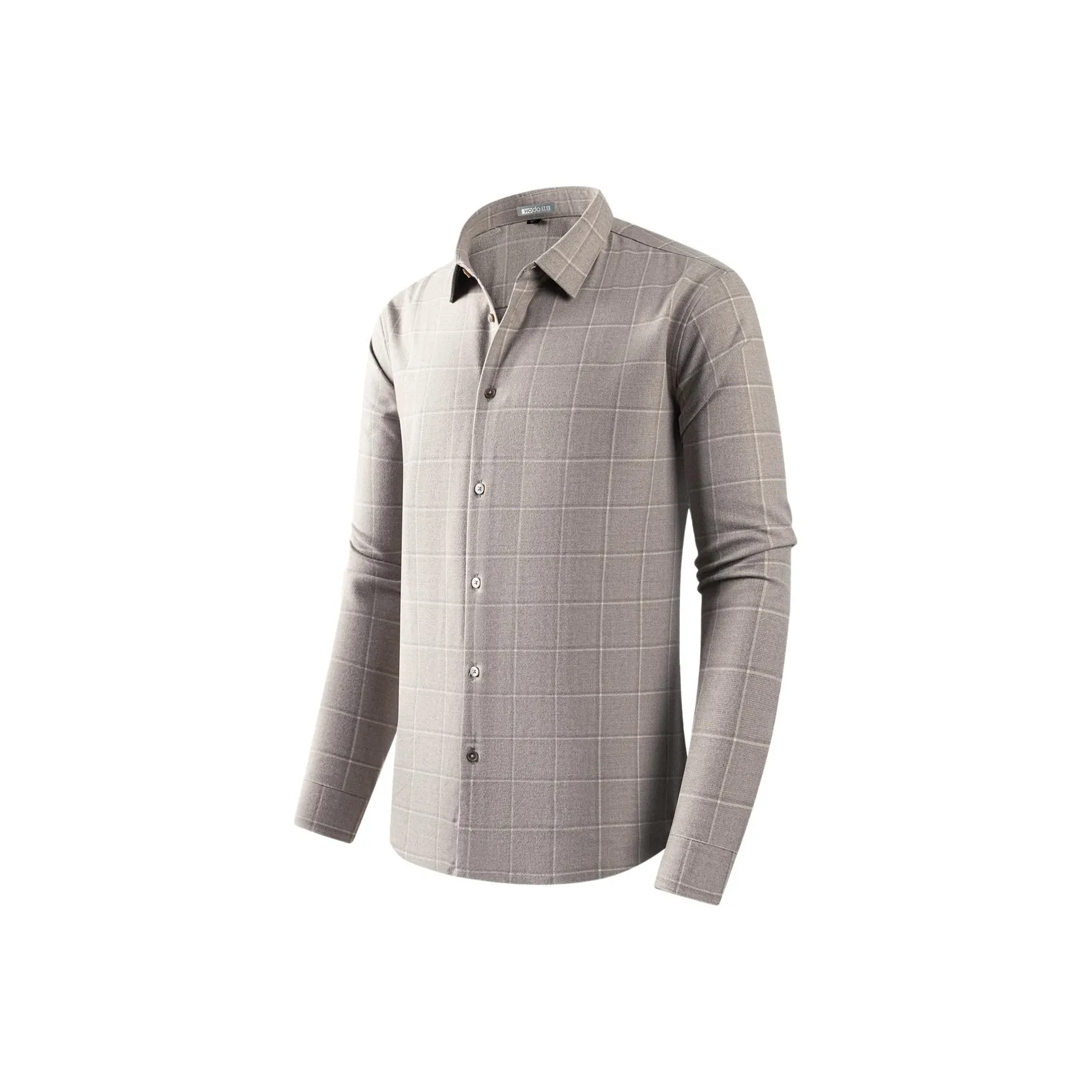 Red bean Светлый хаки Клетчатые Мужские Рубашки