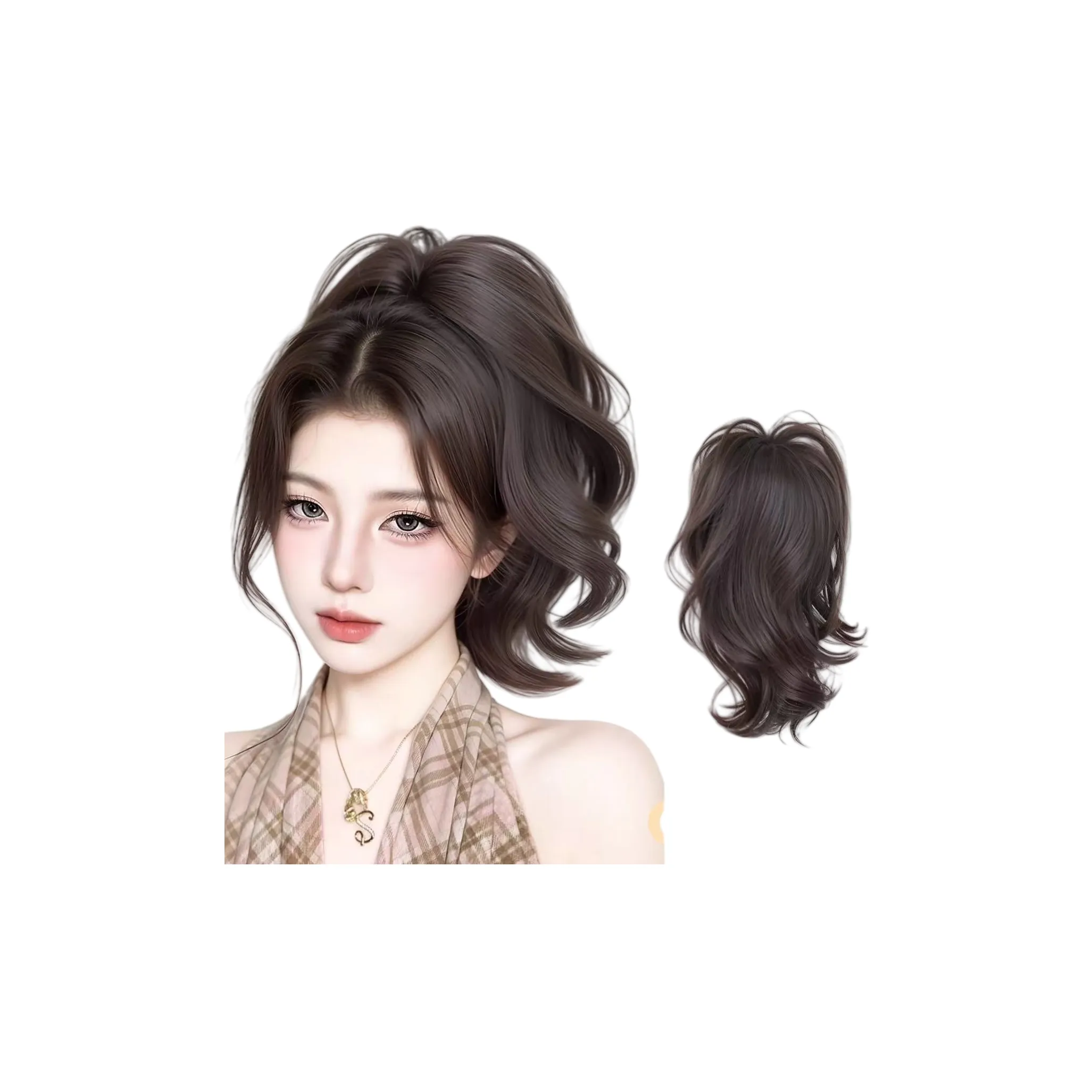 Mousse Na Женская парик с высокой хвостик Заколка-краб Высокий топ Водопадный объем и приподнятие