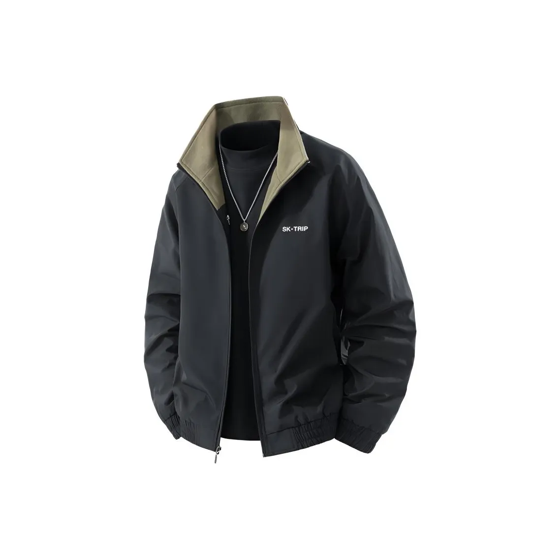 SK.TRIP Янтарный Черный Оболочка + Армейский Зеленый Флис Подкладка Мужская Куртка