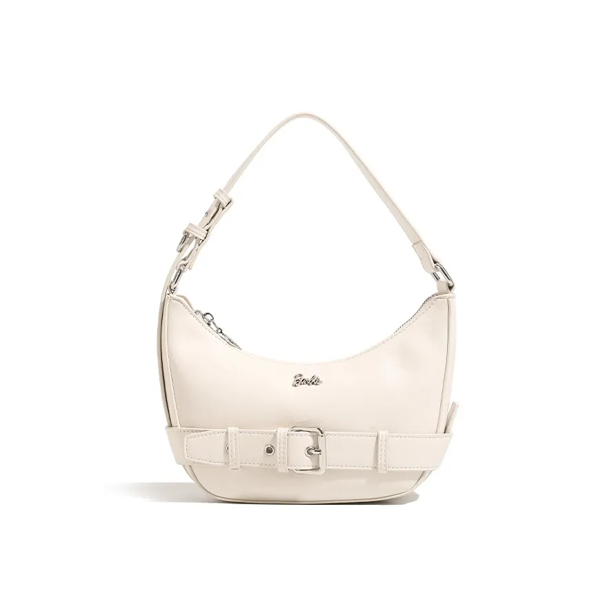 Барби Синтетическая кожа Сумка через плечо Женская Экрю Черная