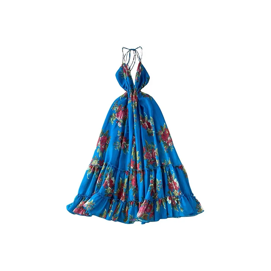 TIBINB Винтажный синий Женские Слиплатья