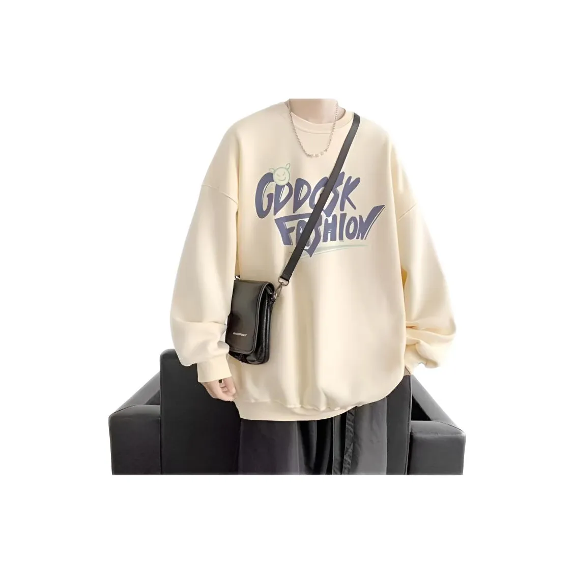 Wooden Rabbit Мужская одежда Casual Sports Breathable Круглый вырез Свободный крой Нишевый Студенческий Юный Модный Свитшот Мужской