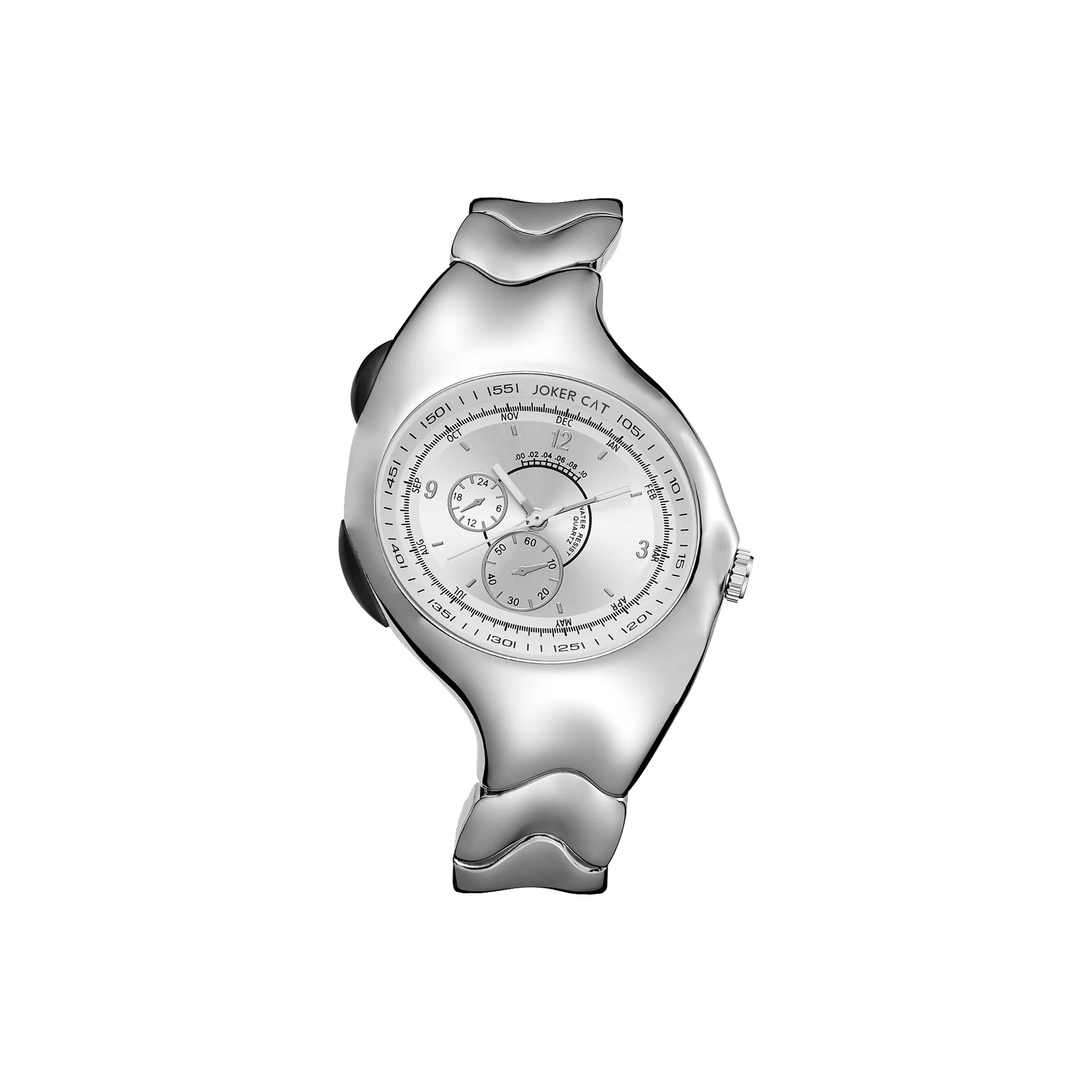 JOKER CAT Универсальный Students Trendy Спортивные Кварцевый механизм Металлический ремешок Часы Унисекс Черный циферблат