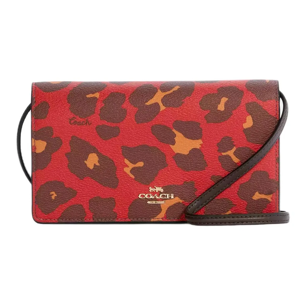 COACH Anna Coated Canvas With Leather Shoulder Bag, Crossbody Bag Trumpets Women's Red