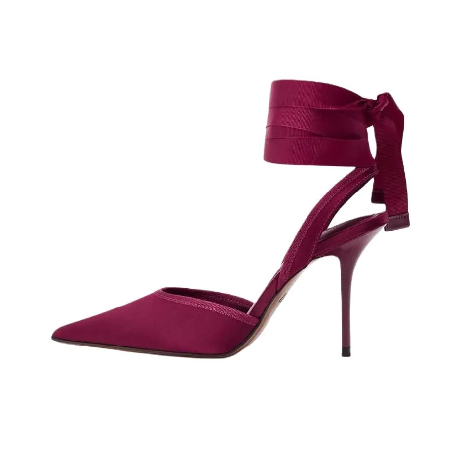 ZARA Узкий каблук Высокие каблуки 10 см Женские Розово-красный