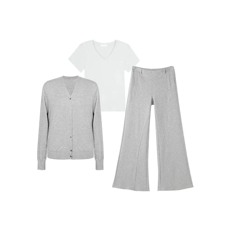 MARIE·COCO Кардиган+T Рубашка+Брюки Женские Повседневные Костюмы
