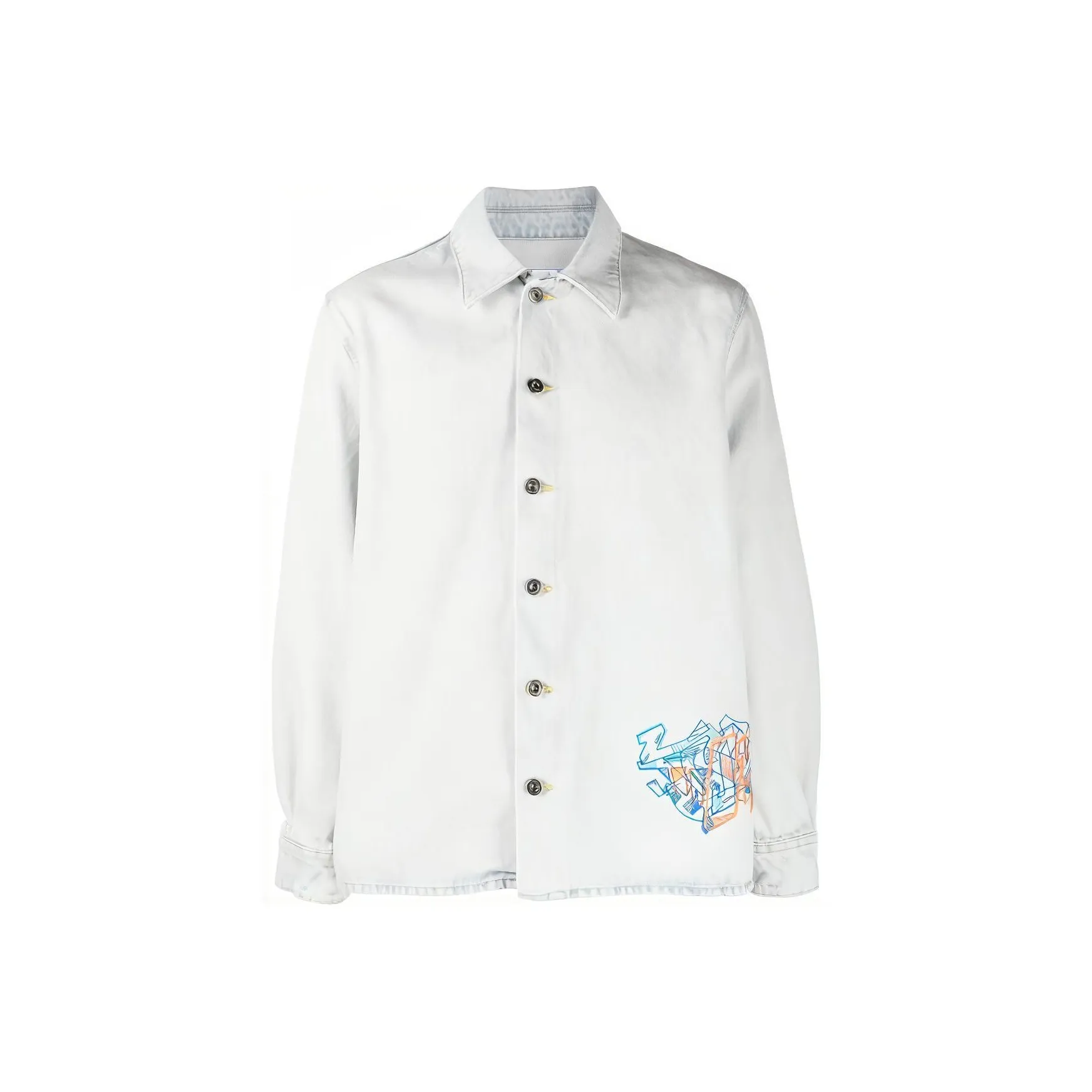 OFF WHITE Graffiti Long Sleeved Denim Shirt