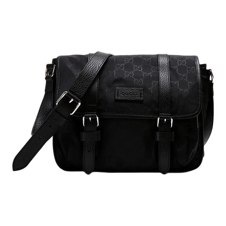 GUCCI GG GUCCIssima Logo Messenger Bag Monogram Black
