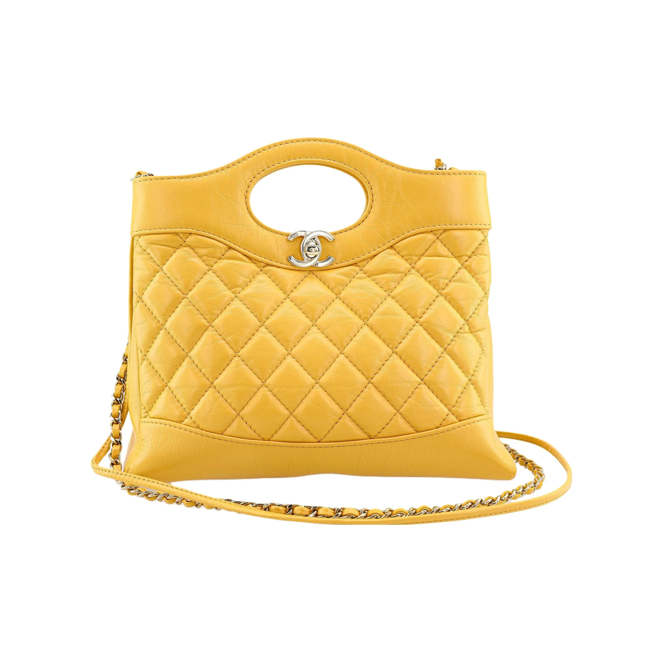 CHANEL Cow Leather Shoulder Bag, Crossbody Bag, Handbag Mini Women's Yellow