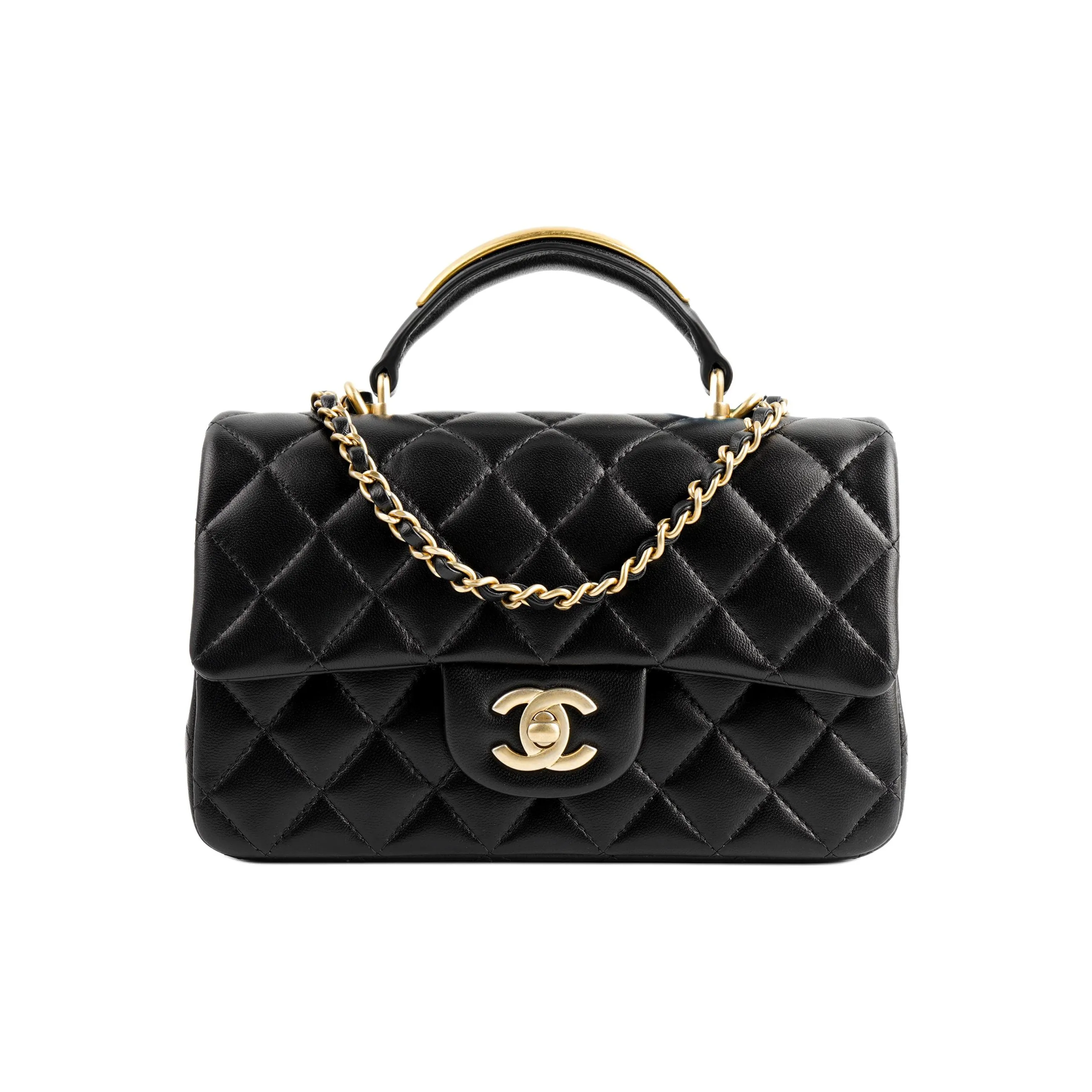CHANEL 22B Fall And Winter Classic Flap CF Sheepskin Shoulder Bag, Crossbody Bag, Handbag Women's Black