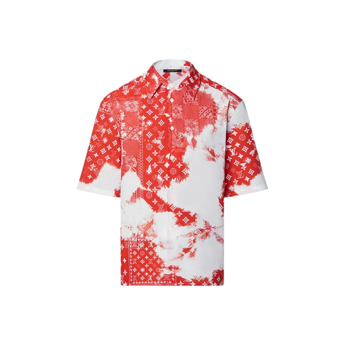 LOUIS VUITTON Monogram Bandana Short-Sleeved Shirt Orange/White