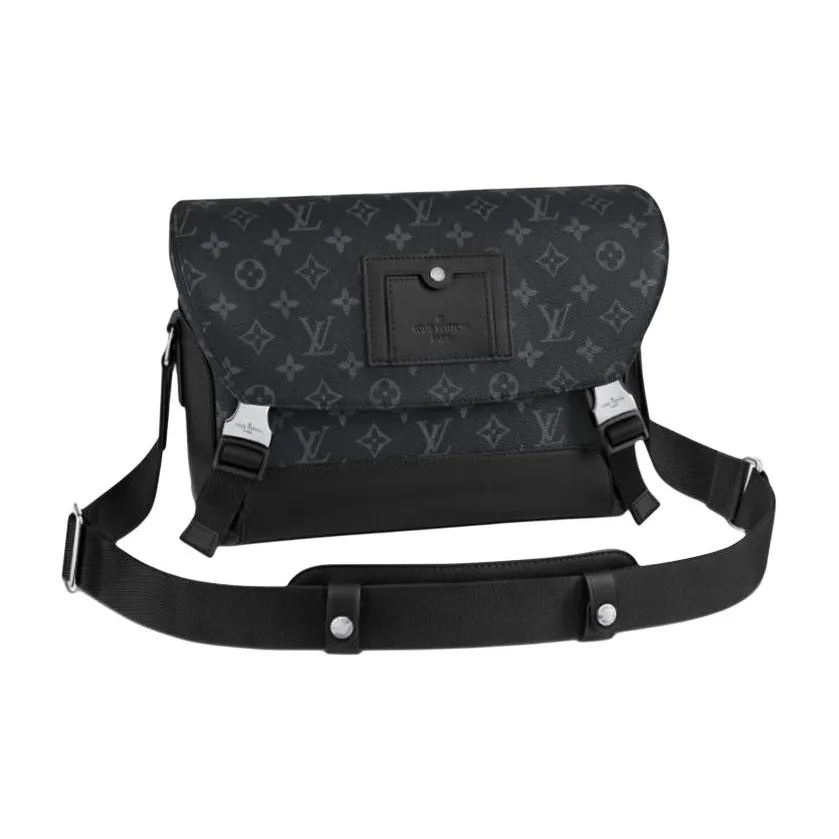 LOUIS VUITTON Coated Canvas Messenger Bag, Shoulder Bag, Crossbody Bag Small Men's Black
