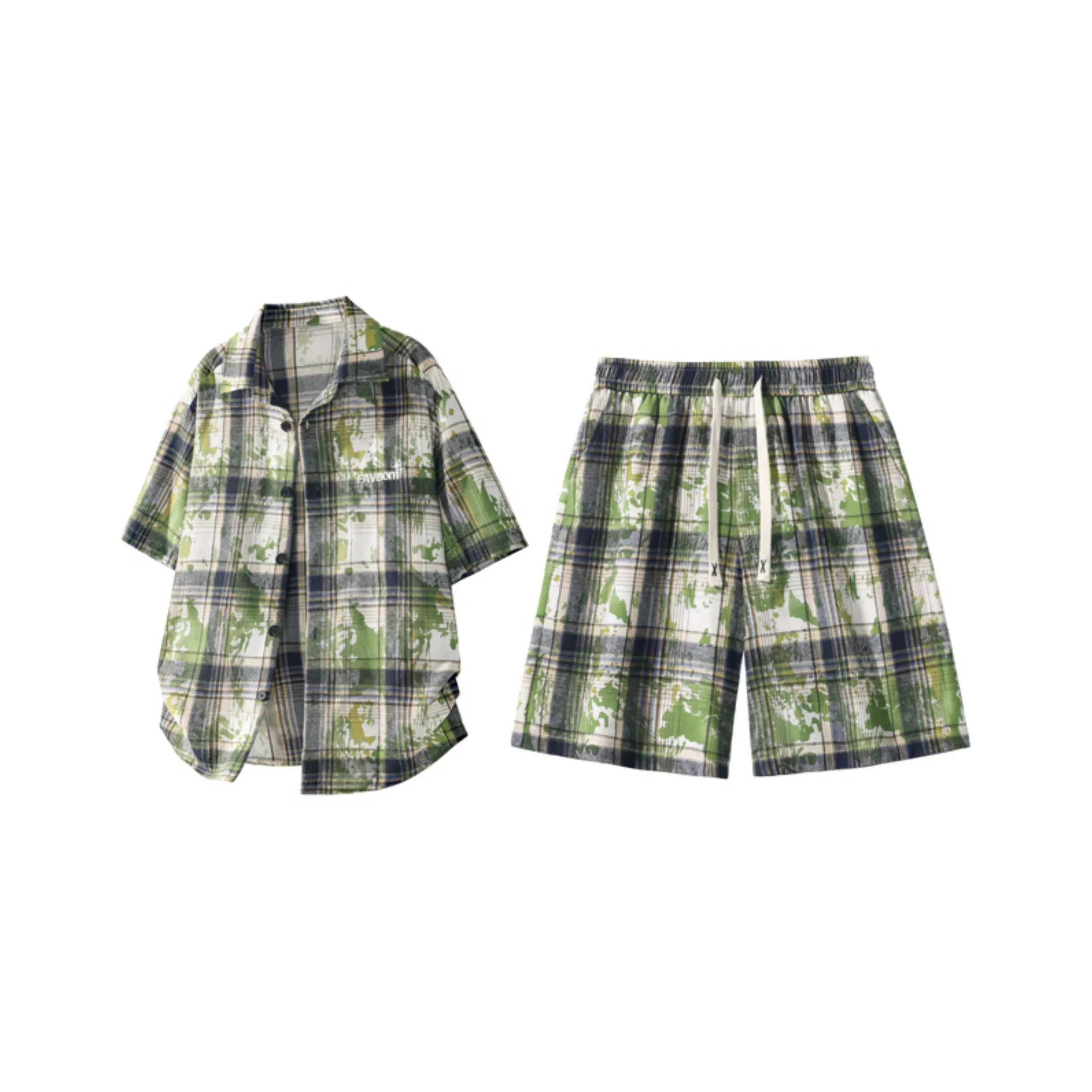 PASOK Рубашка Комплект Подростковый Мужской Модный Короткий Рукав Летний Базовый Универсальный Мужской