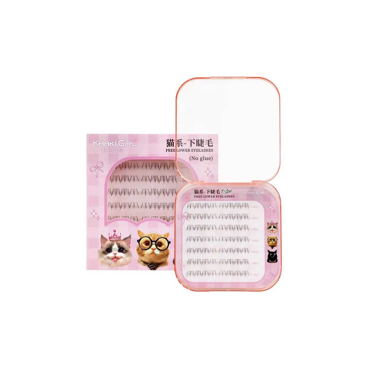 KHAKI GIRL Клей Бесплатно Стиль Кошка Нижние Ресницы Один Подсолнух 7 Рядов