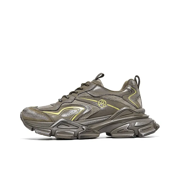 Acupuncture Износостойкий Легкий Дышащий и Без нижнего слоя. Низкий топ Толстоподошвенные кроссовки Мужской Хаки