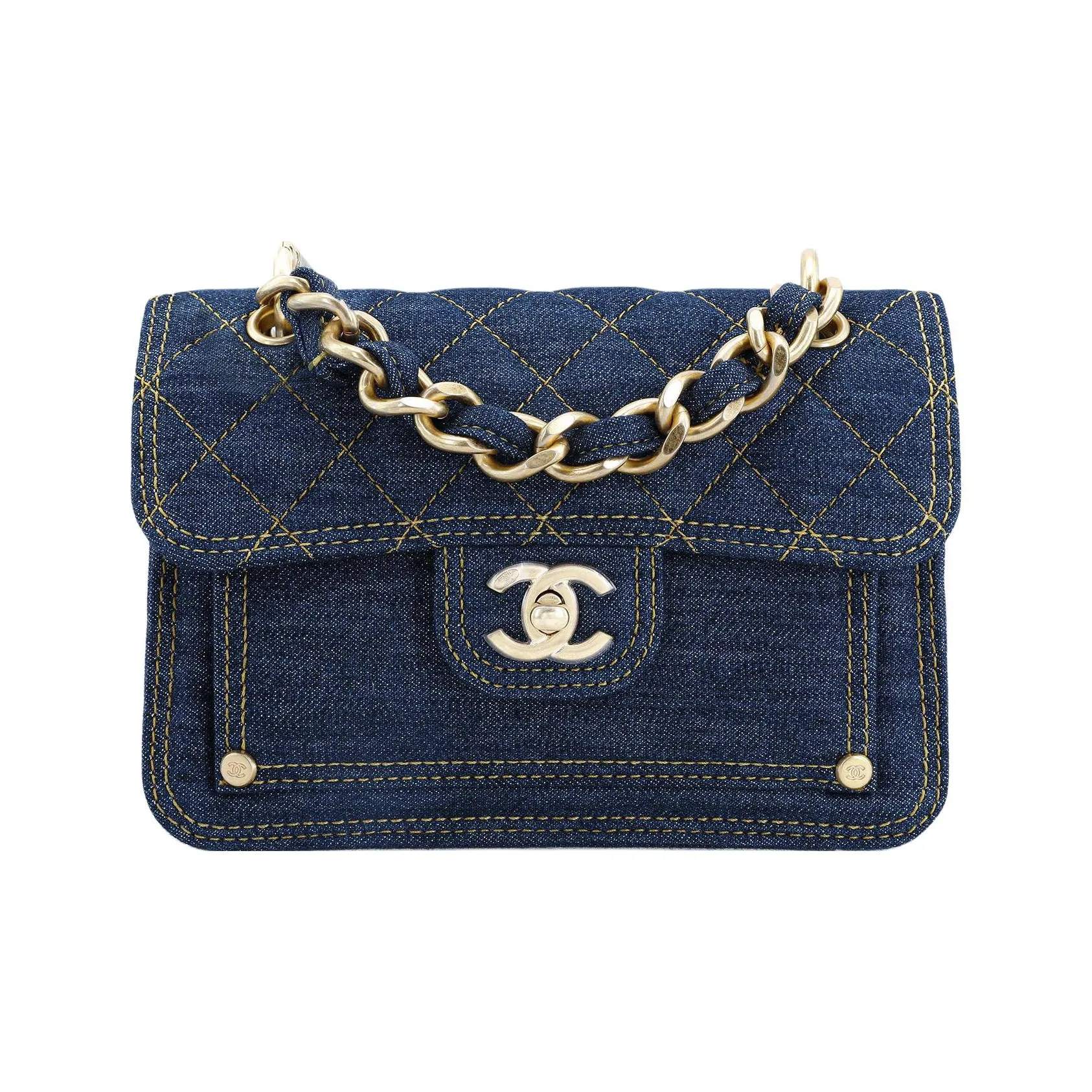 CHANEL Small Denim Messenger Blue AS4051