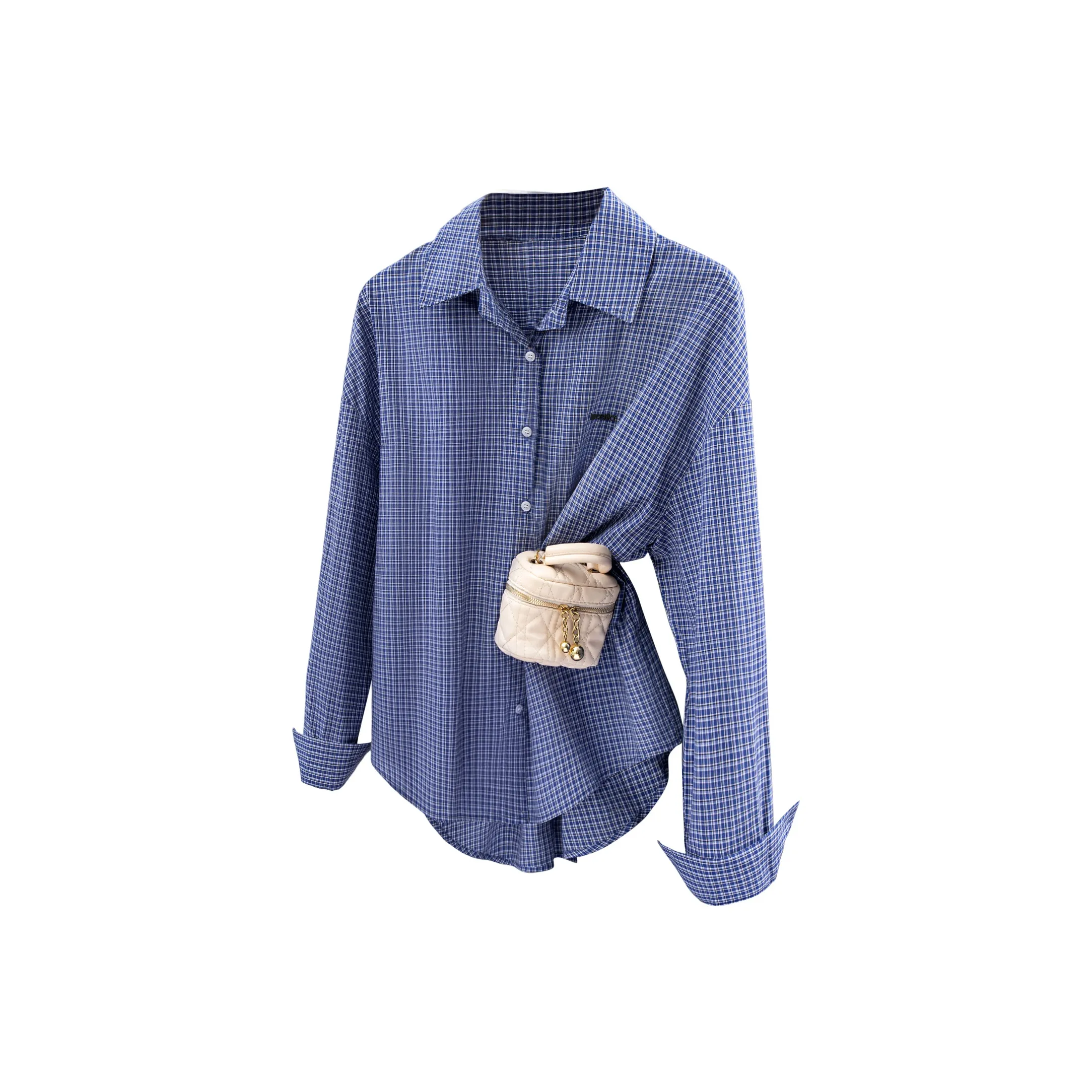 SIBAISHE Женские рубашки в синем клетчатом узоре