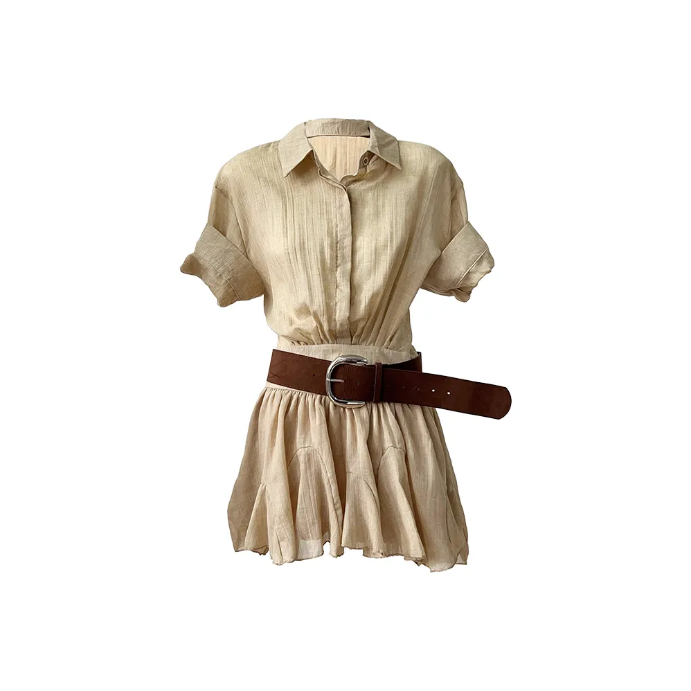 Garbege Хаки с ремнем, женские, короткие, с рукавами платья