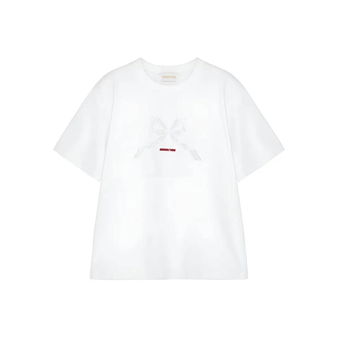 SHUSHUTONG Рукав с оборванным плечом T-рубашка Женская Белая