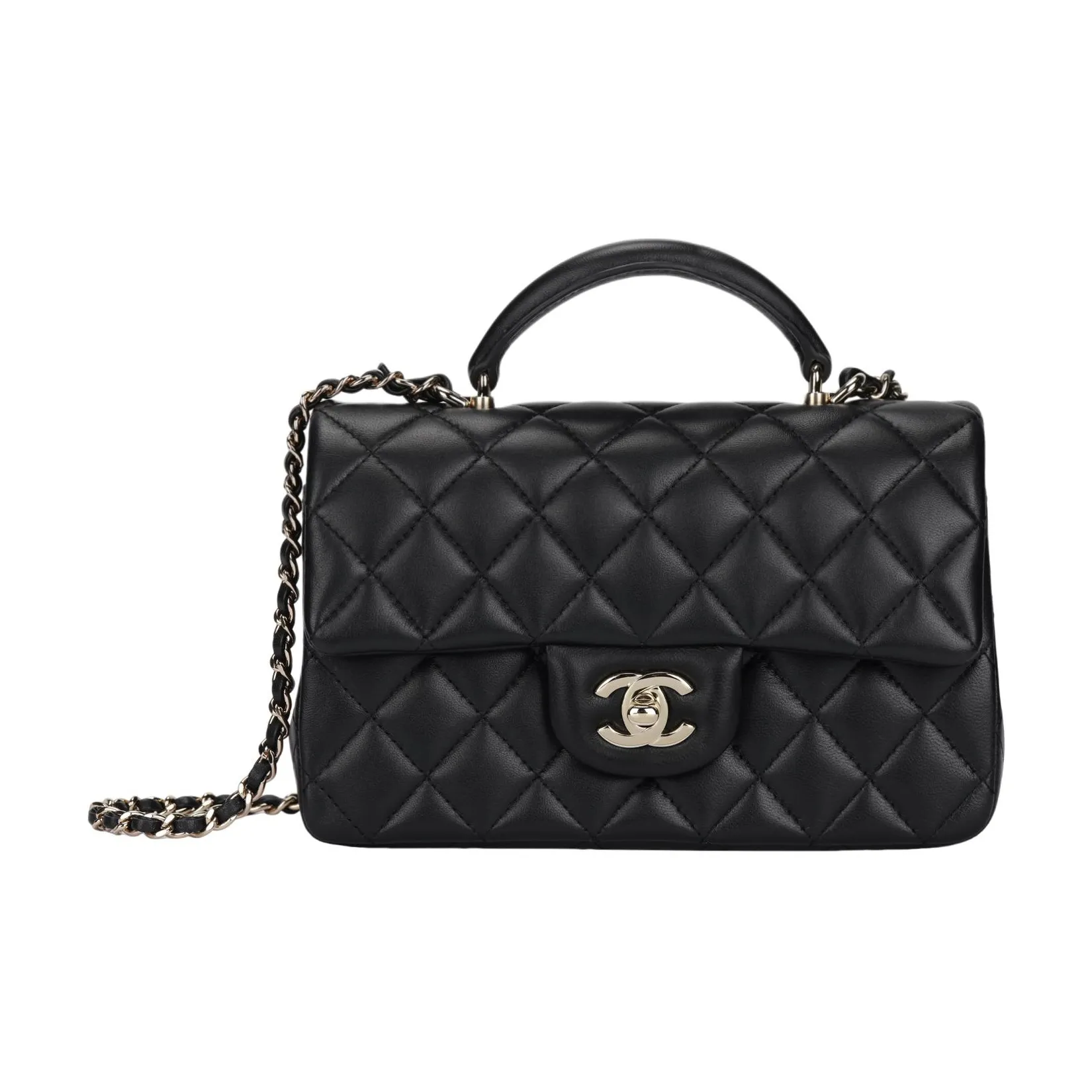 CHANEL Classic Flap CF Lambskin Flap Bag, Shoulder Bag, Crossbody Bag, Handbag Mini Women's Black