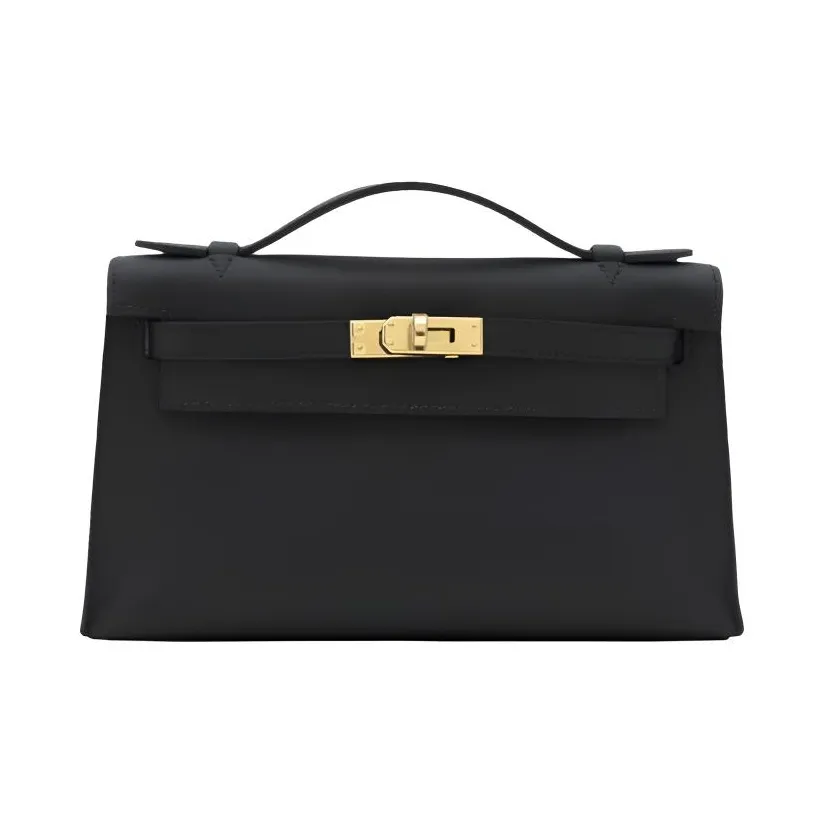 HERMES Mini Kelly Generation 1 Swift Leather Kelly Shoulder Bag Crossbody Bag Handbag Women's Noir Black