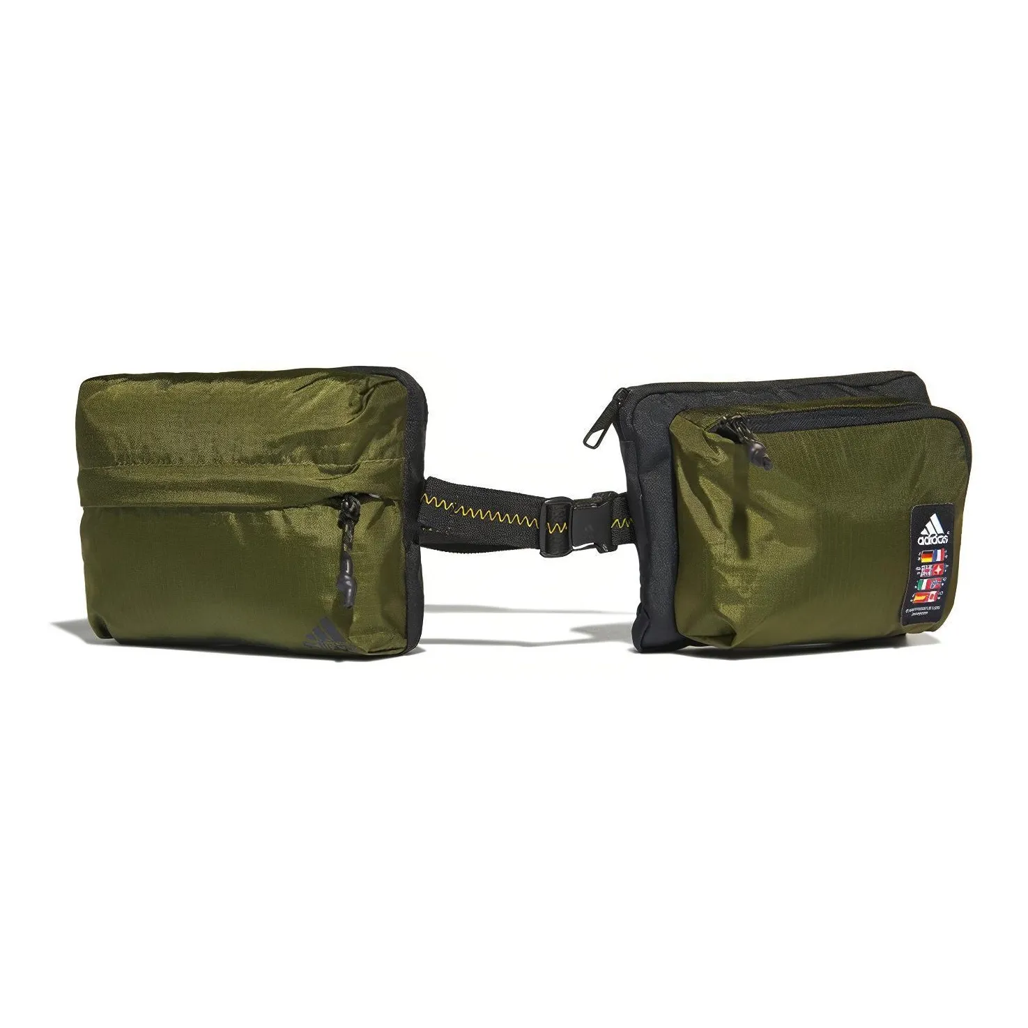 Adidas Переработанный материал Регулируемый ремень Спортивная сумка Бананка Унисекс Армейский зеленый