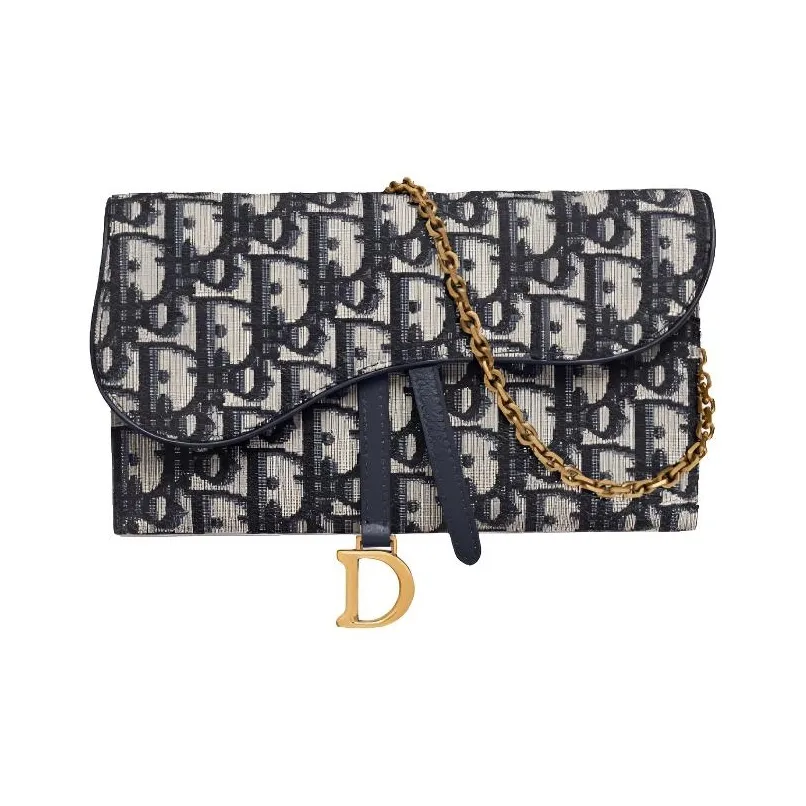 DIOR Saddle Cow Leather Combo Bag, Saddle Bag, Handheld Shoulder Bag, Crossbody Bag, Wallet Women's Denim Blue