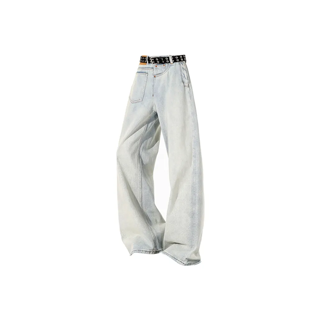 PISYPOX Washed Light Blue Unisex Jeans PISYPOX Промытый Светло-Синий Унисекс Джинсы