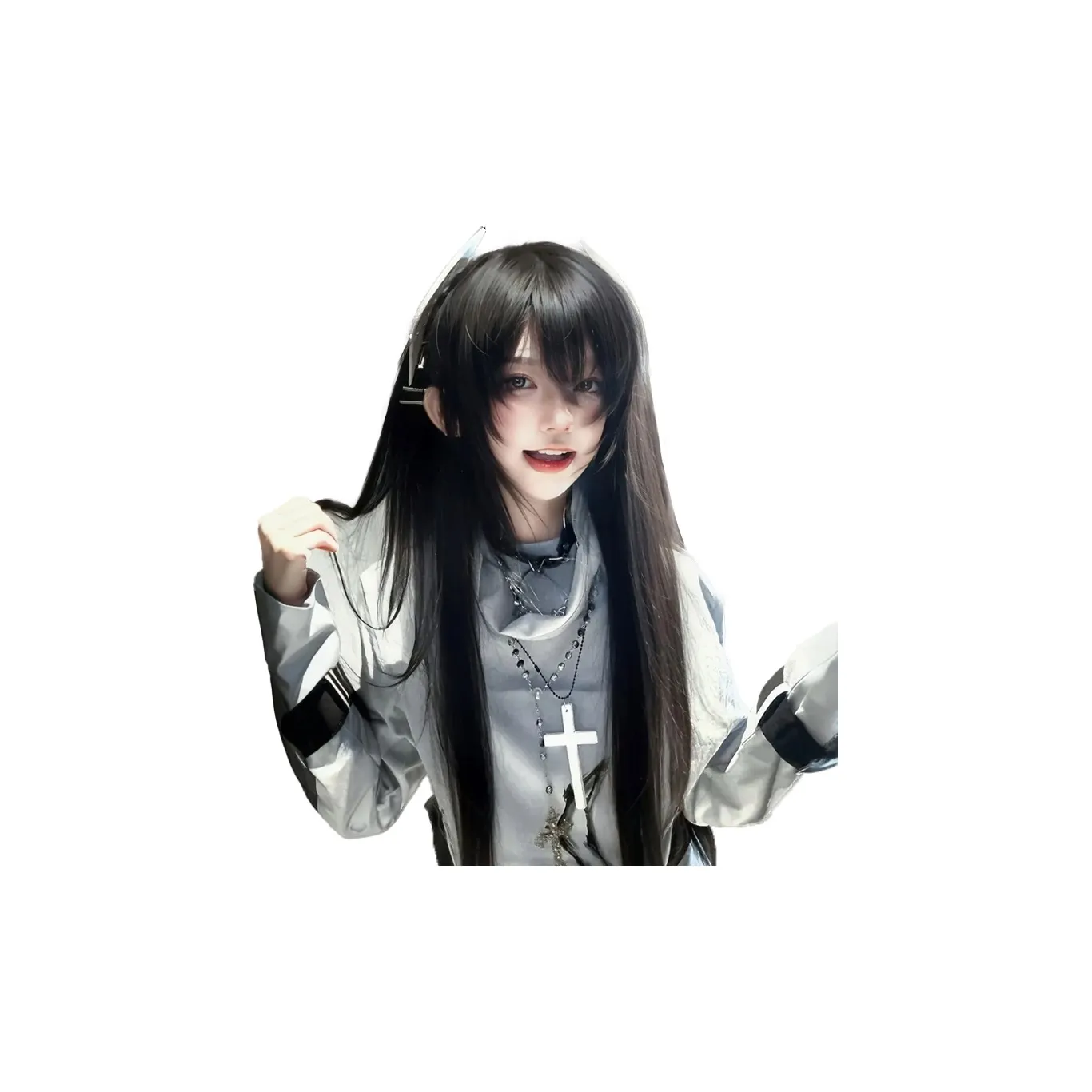 YOUXI Длинный Прямые волосы Женская Перука Натуральные Искусственные Волосы Лолита Интернет Знаменитость Новинка 75CM