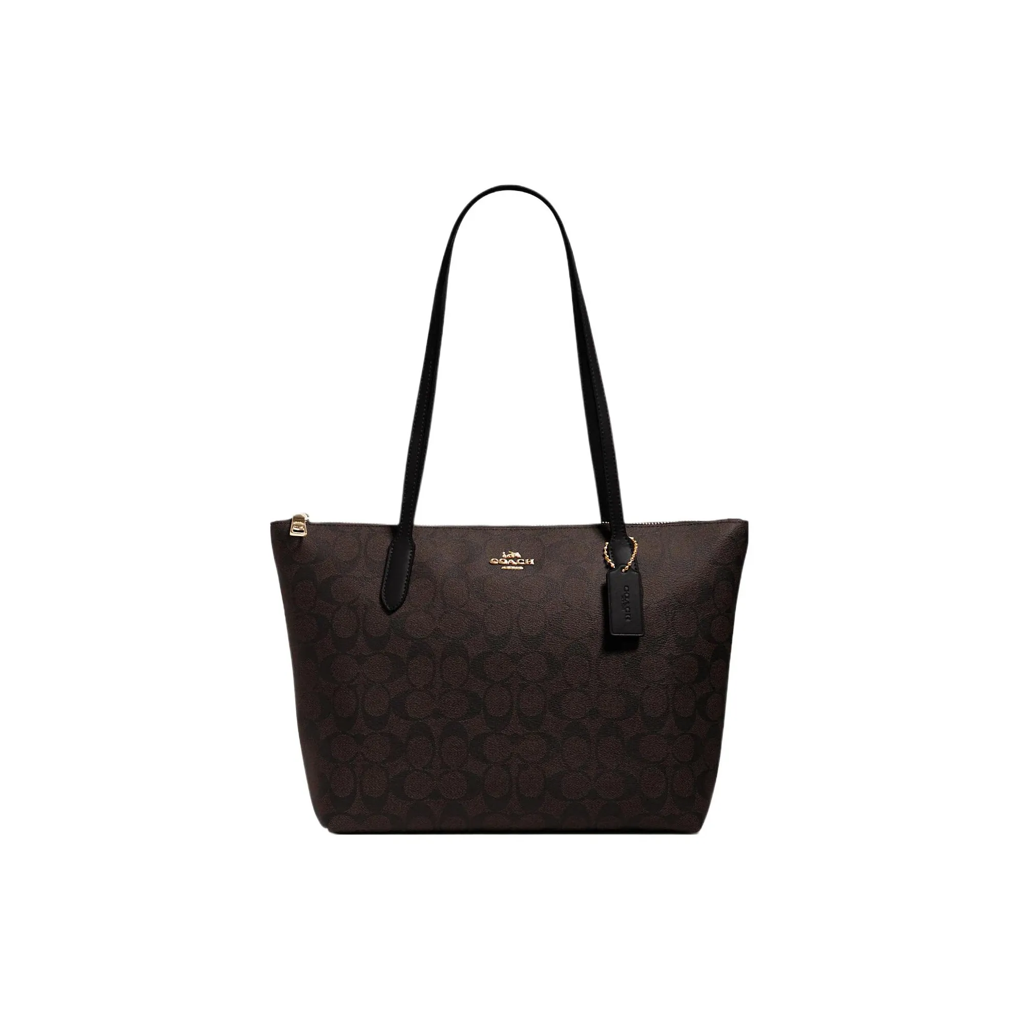 COACH PVC Tote Bag, Shopping Bag, Shoulder Bag Medium Size Women's Dark Brown
