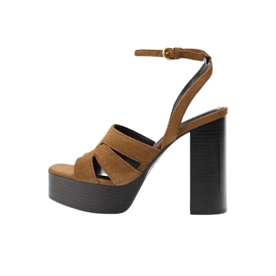 ZARA One Ремень Сандалии 10 см Женские Коричневый