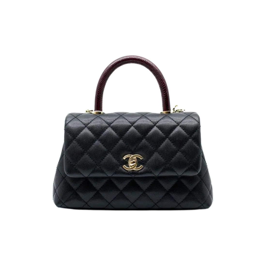 CHANEL Coco Handle Caviar Cow Leather Shoulder Bag, Crossbody Bag, Handbag Trumpets Women's Black