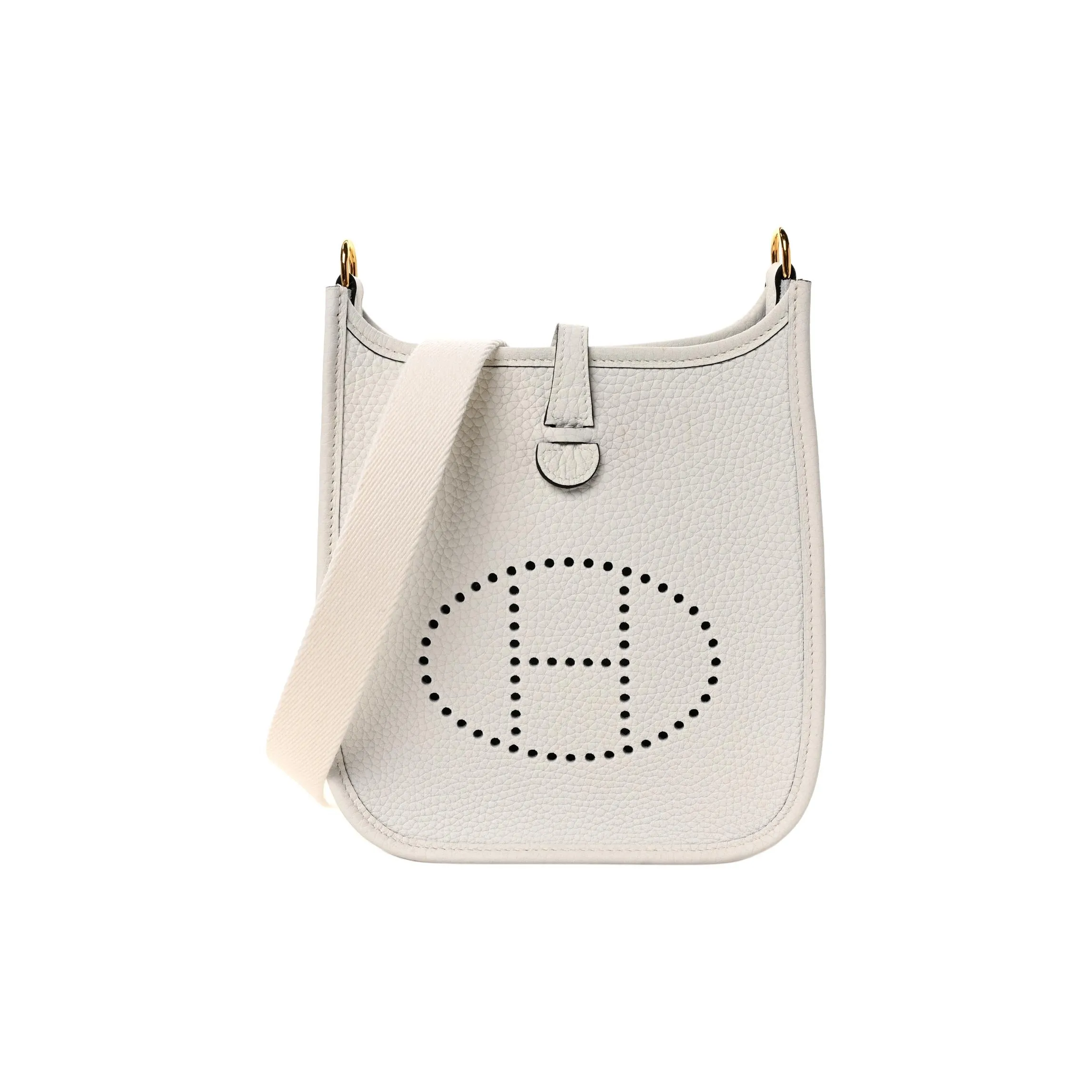 HERMES Evelyne Cow Leather Crossbody Bag, Shoulder Bag Mini Women's Cream White