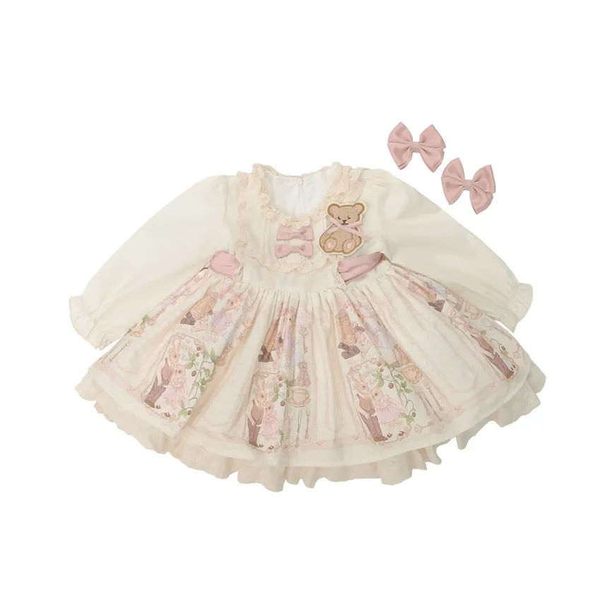 PROTECTCAMEL Кремовый Длинный С рукавами Детские Платья