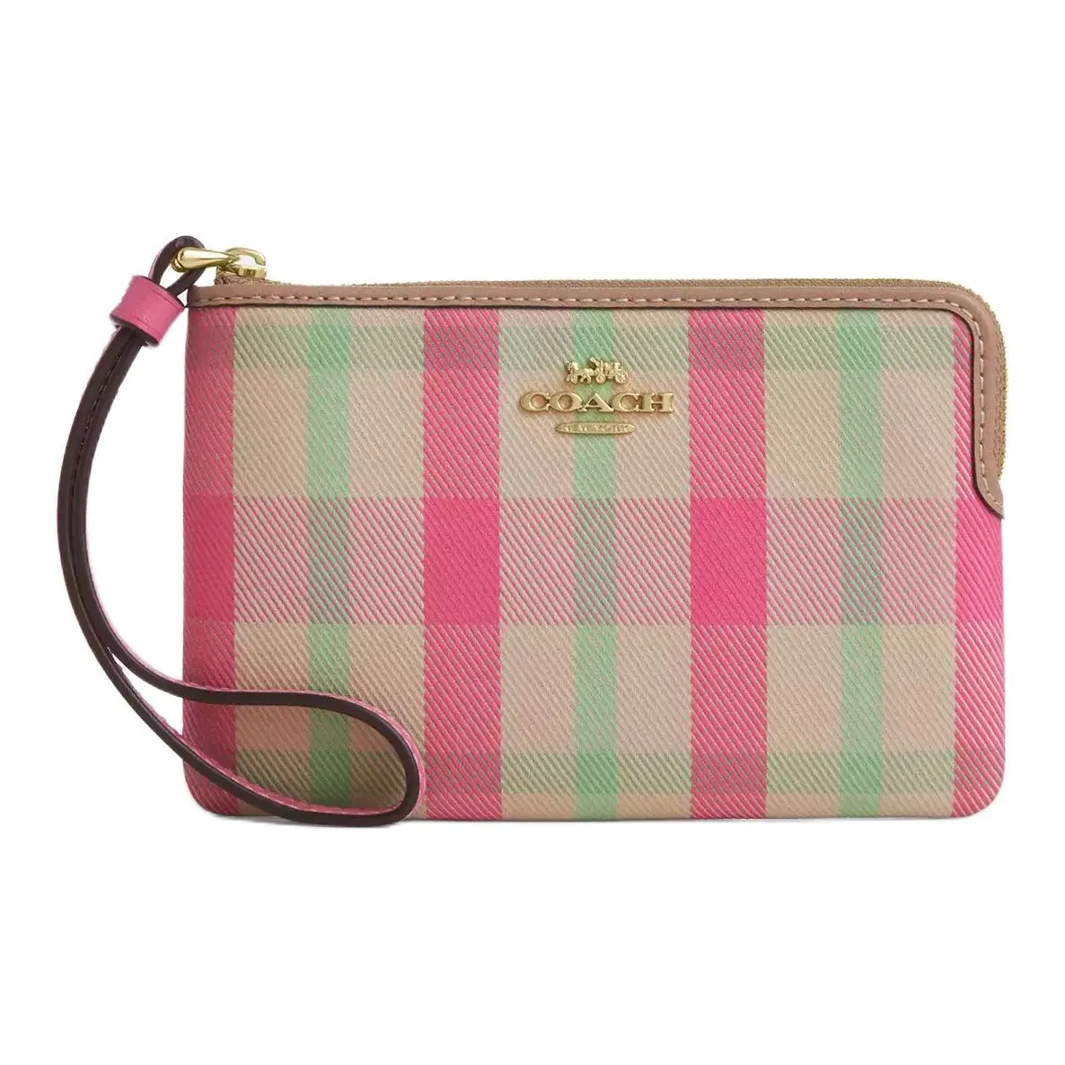 COACH Corner Zip Жаккардовая ткань Клатч Кошелек Мини Женский Розовый