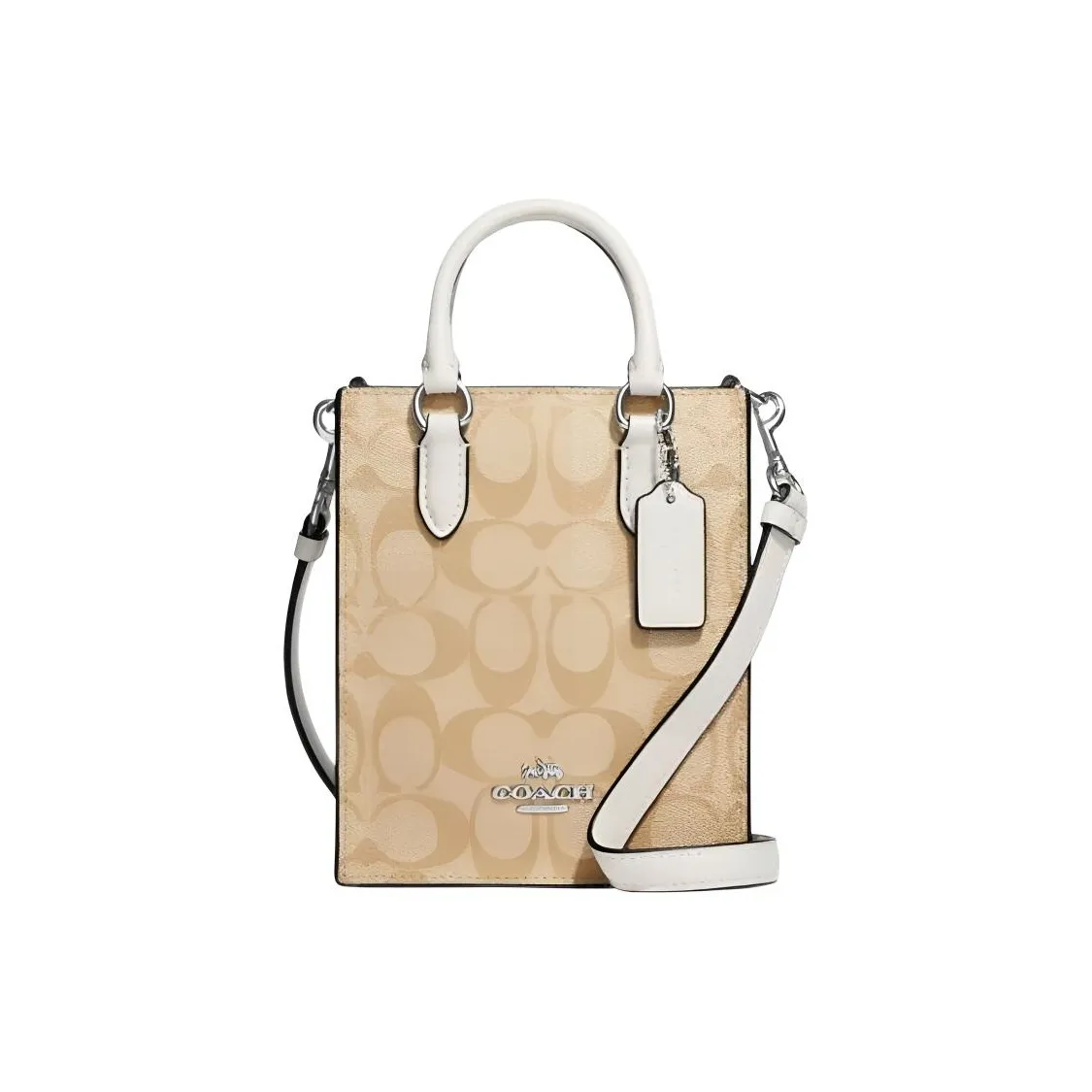 COACH N/S Canvas With Leather Tote Bag, Shopping Bag, Crossbody Bag, Handbag Mini Women's Brown