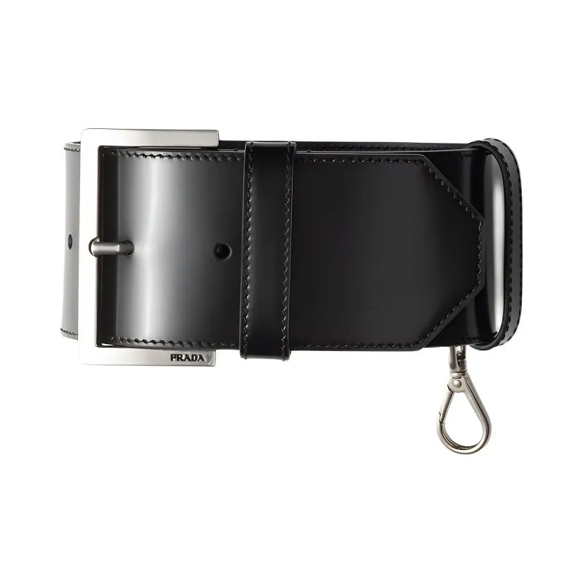 PRADA Leather Bag Shoulder Strap Women's Black