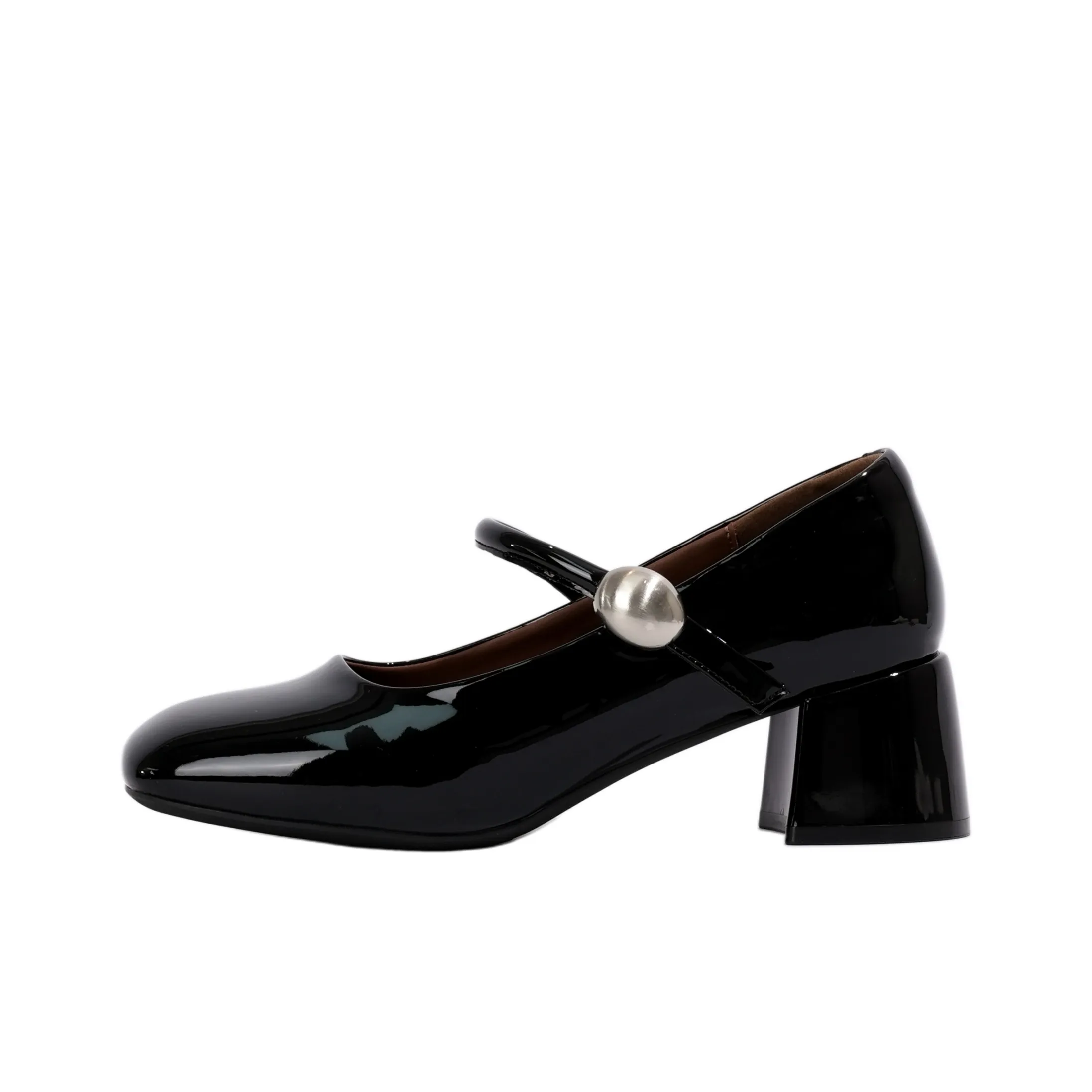 Shoe Lady Низкий вырез Маленькие кожаные туфли с грубым каблуком Мэри Джейн Женские