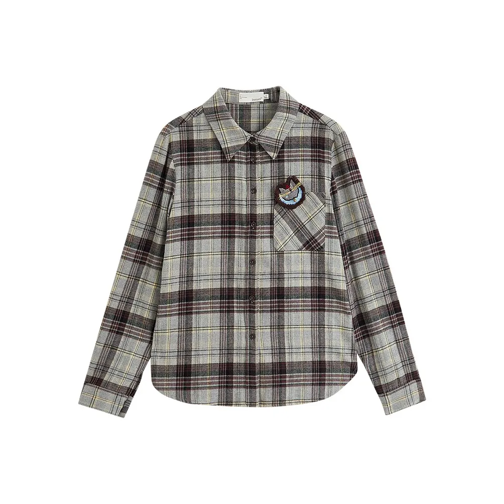 Inman TREASURE совместный бренд Похудение Клетчатый Предосенний Комплект Элегантность Доступный Вечный Модный ATMOSPHERE Рубашка Женская