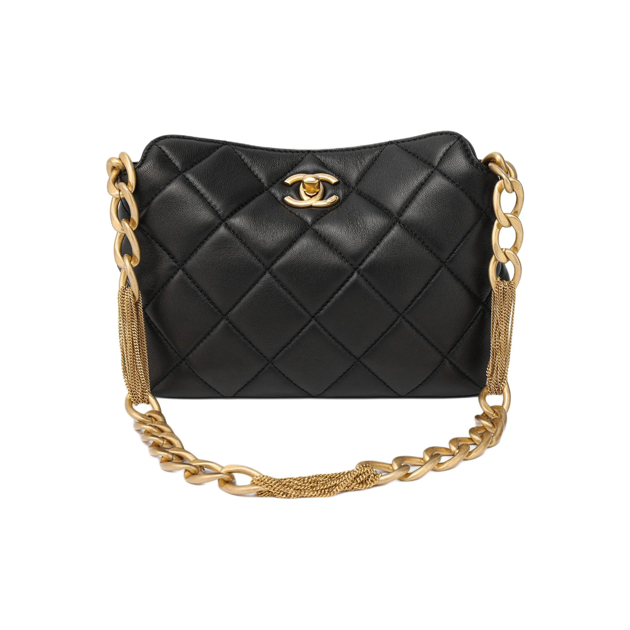CHANEL Sheepskin Hobo Bag, Handbag, Shoulder Bag Women's Black