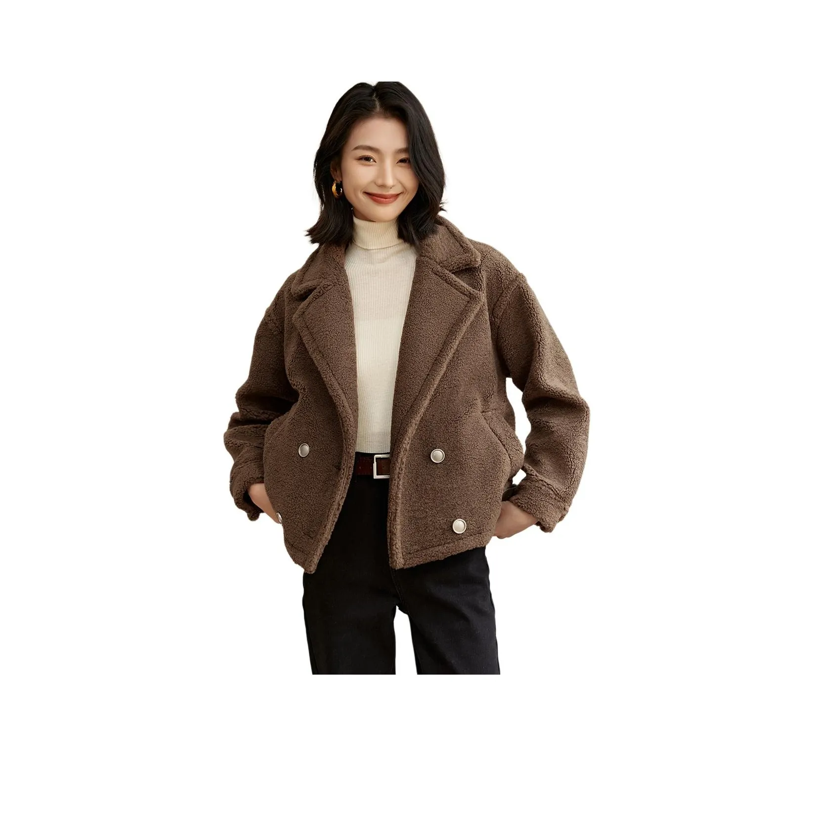 Mo Han Yi Mei Вельвет Feel Пальто Женское