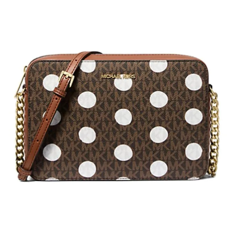 MICHAEL KORS Jet Set Холст с печатью Сумка через плечо Большая Женская Коричневая